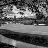 Square Muirfield Village Golf Club Number Eighteen Approach Shot landscape black and white Photography
