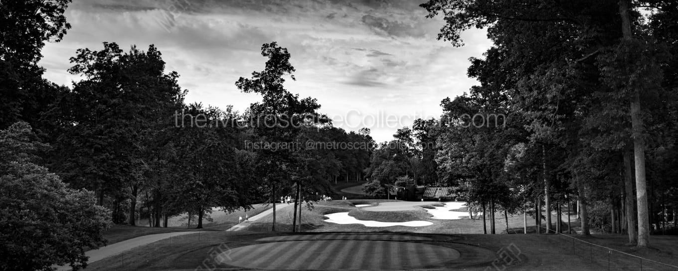 Panoramic Muirfield Village Golf Club Number Eight landscape black and white Photography