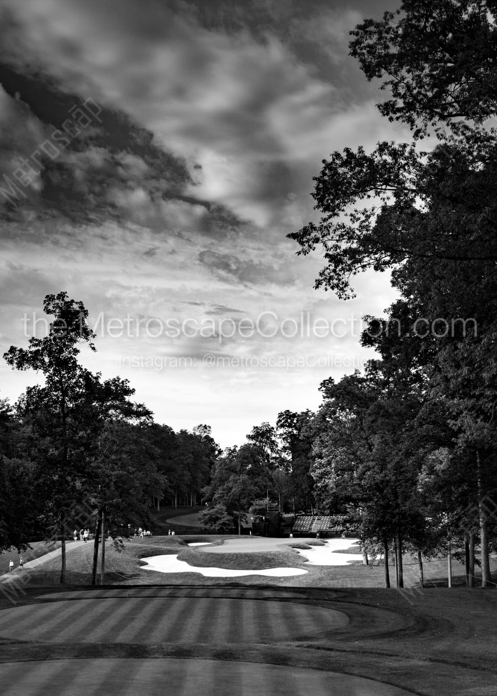 Vertical Muirfield Village Golf Club Number Eight landscape black and white Photography