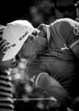 Vertical Rickie Fowler Hitting Driver landscape black and white Photography