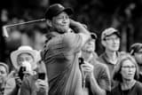 Horizontal Tiger Woods Golf Swing Follow Through black and white Photos
