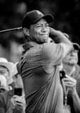Vertical Tiger Woods Golf Swing Follow Through black and white Photos