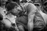 Horizontal Tiger Woods Hitting Driver landscape black and white Photography
