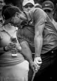 Vertical Tiger Woods Hitting Driver landscape black and white Photography