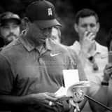 Square Tiger Woods Yardage Book landscape black and white Photography