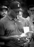 Vertical Tiger Woods Yardage Book landscape black and white Photography