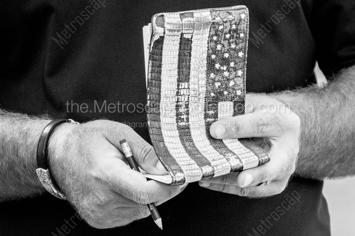 Horizontal A USA Flag Yardage Book black and white Photos