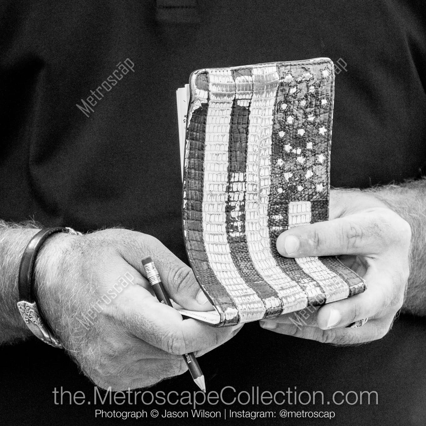 A USA Flag Yardage Book black and white Photos square crop