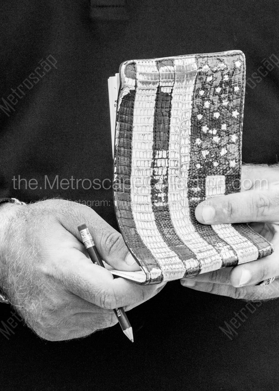 Vertical A USA Flag Yardage Book black and white Photos