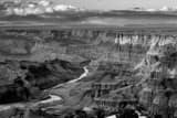 Horizontal The Colorado River in the Grand Canyon black and white Photography