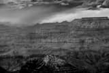 Horizontal Snow Falls on the North Rim of the Grand Canyon black and white Photography