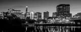 Panoramic The Downtown Hartford Skyline at Night black and white Photos