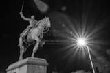 Horizontal The La Fayette Statue near the Connecticut State Capitol Building black and white Photos