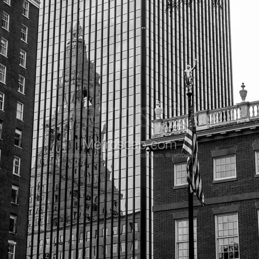 A Reflection of the Travelers Building -- Hartford Black and White Photos