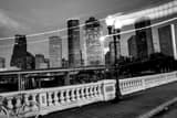 Horizontal Downtown Houston at Dusk landscape black and white Photography