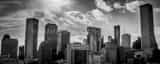 Panoramic Downtown Houston from a Parking Garage landscape black and white Photography