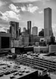 Vertical Downtown Houston from a Parking Garage landscape black and white Photography