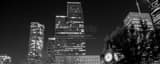 Panoramic Downtown Houston and Sweeney Clock landscape black and white Photography