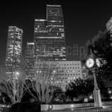 Square Downtown Houston and Sweeney Clock landscape black and white Photography