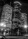 Vertical Downtown Houston landscape black and white Photography