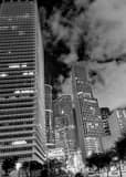 Vertical Downtown Houston Buildings at Night landscape black and white Photography