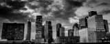 Panoramic The Houston Skyline from the Southeast Corner of Downtown landscape black and white Photography