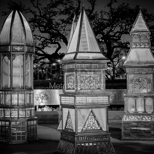 Heritage Lanterns at Root Square -- Houston Black and White Photography