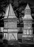 Vertical Heritage Lanterns at Root Square landscape black and white Photography