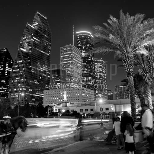 Houston Black and White Photography of Carriage Rides to See the Houston Skyline Carriage Rides to See the Houston Skyline -- Houston Black and White Photography