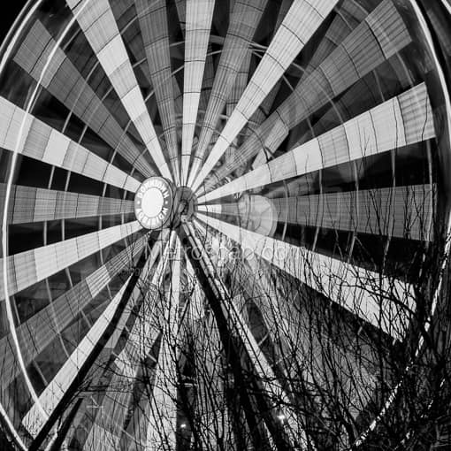 The Houston Aquarium Ferris Wheel -- Houston Black and White Photography