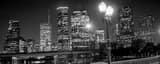 Panoramic An Illuminated Street Lamp on the Sabine Bridge landscape black and white Photography