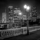 Square An Illuminated Street Lamp on the Sabine Bridge landscape black and white Photography