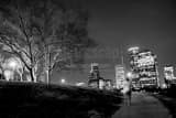 Horizontal The Houston Cityscape from Buffalo Bayou landscape black and white Photography