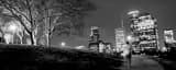 Panoramic The Houston Cityscape from Buffalo Bayou landscape black and white Photography