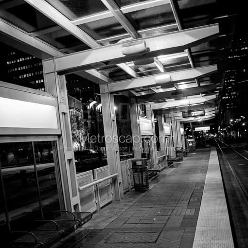 A Light Rail Station -- Houston Black and White Photography