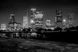 Horizontal The Houston Skyline from Buffalo Bayou landscape black and white Photography