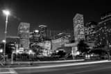 Horizontal The Houston Skyline from Clay and La Branch landscape black and white Photography
