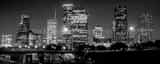 Panoramic The Houston Skyline from Buffalo Bayou landscape black and white Photography