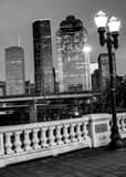 Vertical The Houston Skyline on the Sabine Street Bridge landscape black and white Photography