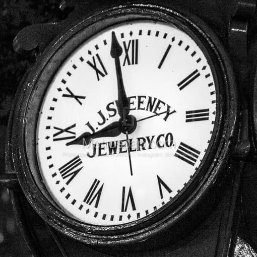 The JJ Sweeney Jewelery Clock -- Houston Black and White Photography