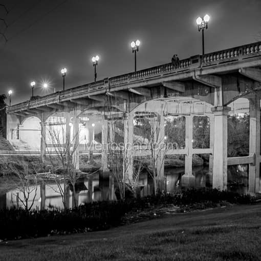 The Sabine Bridge in Elanor Tinsley Park -- Houston Black and White Photography