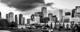 Panoramic Traffic Heading into Downtown Houston landscape black and white Photography