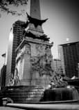 Vertical East Side of the Soldiers Sailors Monument black and white Photography