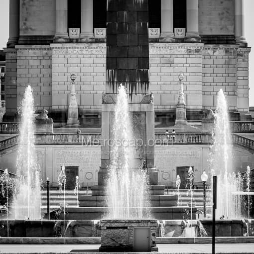 Indianapolis Black and White Photos of The Fountains and Obelisk from American Legion Mall The Fountains and Obelisk from American Legion Mall -- Indianapolis Black and White Photos