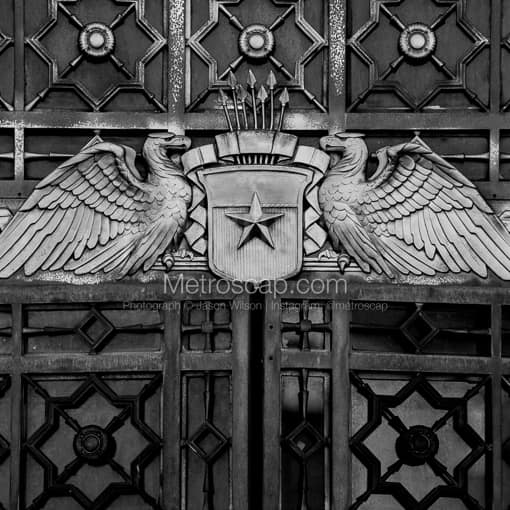 Indianapolis Black and White Photos of The Golden Eagles above the Doorway of the War Memorial The Golden Eagles above the Doorway of the War Memorial -- Indianapolis Black and White Photos
