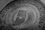 Horizontal Indiana War Memorial Historic District Plate black and white Photography