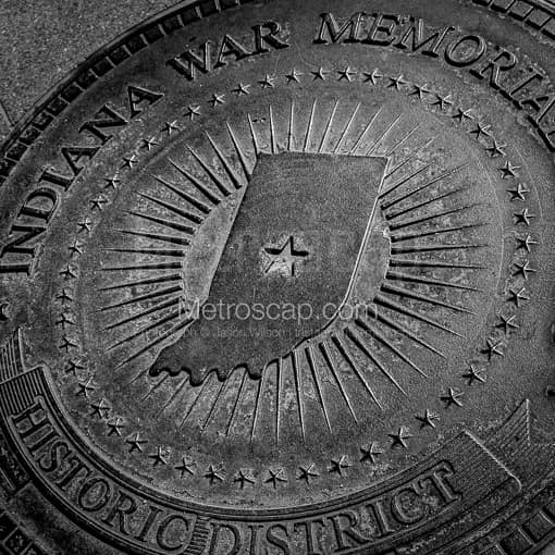 Indianapolis Black and White Photography of Indiana War Memorial Historic District Plate Indiana War Memorial Historic District Plate -- Indianapolis Black and White Photography