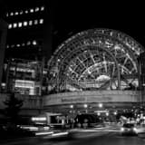 Square The Indianapolis Artsgarden over Washington Boulevard black and white Photography