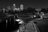 Horizontal The Indianapolis Skyline from the St Clair Street Bridge black and white Photography