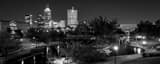 Panoramic The Indianapolis Skyline from the St Clair Street Bridge black and white Photography